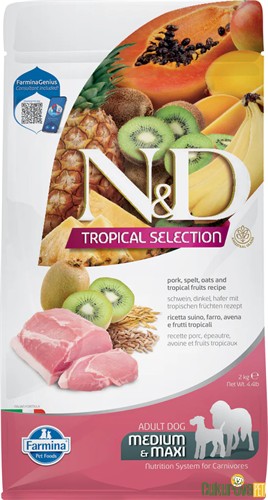N&D Tropical Selection Domuz Etli Orta Ve Büyük Irk Yetişkin Köpek Maması 2 Kg