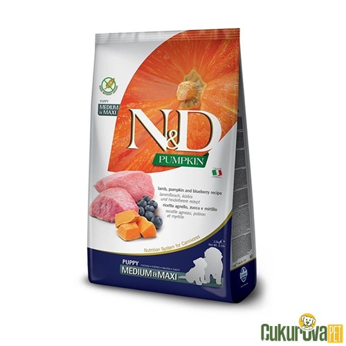 N&D Pumpkin Kuzu Etli Ve Yaban Mersinli, Balkabaklı Orta Ve Büyük Irk Yavru Köpek Maması 2.5 Kg