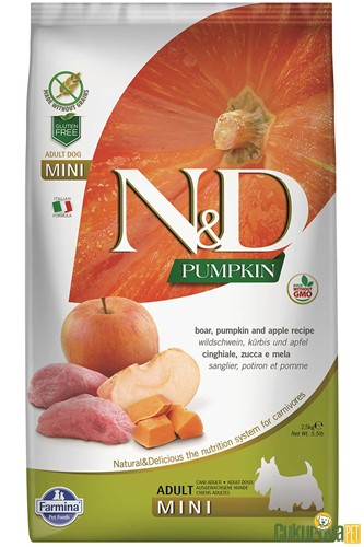 N&D Pumpkin Balkabaklı Yaban Domuzlu Küçük Irk Yetişkin Köpek Maması 2.5 Kg