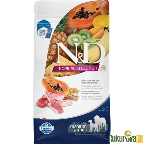 N&D Tropical Selection Kuzu Etli Orta Ve Büyük Irk Yetişkin Köpek Maması 2 Kg