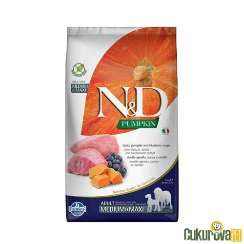N&D Pumpkin Bal Kabaklı Kuzu Etli Yaban Mersinli Orta Ve Büyük Irk Yetişkin Köpek Maması 2.5 Kg