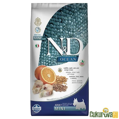 N&D Ocean Morina Balıklı Portakallı Küçük Irk Yetişkin Köpek Maması 7 Kg