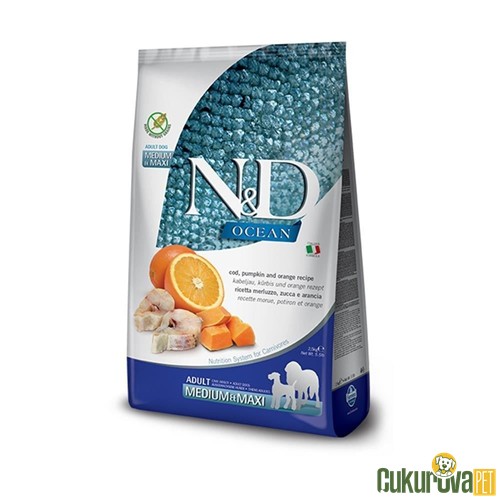 N&D Ocean Bal Kabaklı Balıklı Portakallı Mini Ve Orta Irk Yetişkin Köpek Maması 2.5 Kg