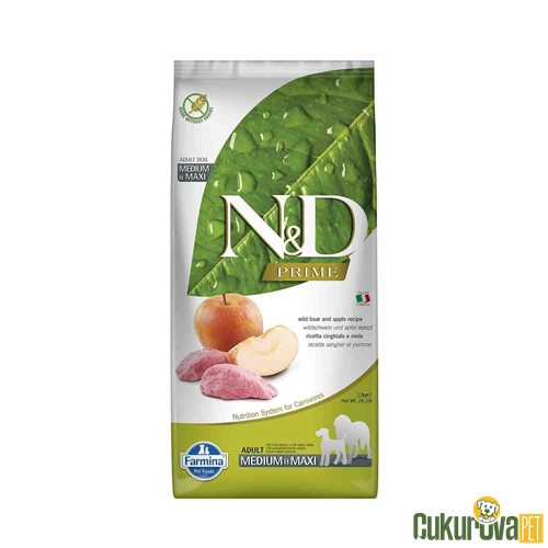 N&D Prime Yaban Domuzlu Elmalı Orta Ve Büyük Irk Yetişkin Köpek Maması 12 Kg