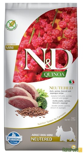 N&D Quinoa Kısırlaştırılmış Ördekli Mini Irk Yetişkin Köpek Maması 7 Kg