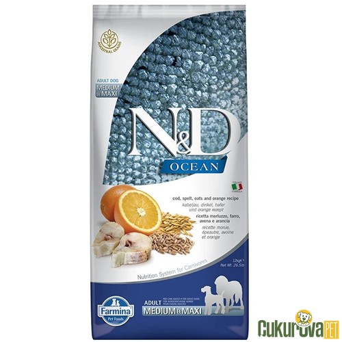 N&D Ocean Balıklı Ve Balkabaklı Orta Ve Büyük Irk Yetişkin Köpek Maması 12 Kg