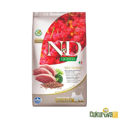 N&D Quinoa Ördek Eti Brokoli Ve Kuşkonmazlı Mini Irk Kısırlaştırılmış Köpek Maması 2.5 Kg