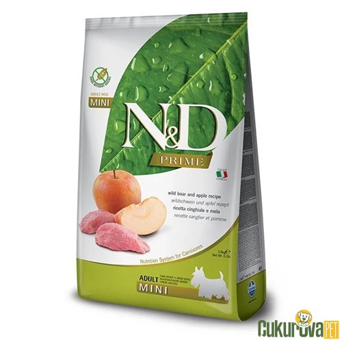 N&D Prime Yaban Domuzlu Elmali Mini Irk Yetişkin Köpek Maması 7 Kg