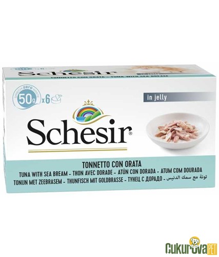 Schesir Jöle İçinde Ton Balığı Ve Çipuralı Yetişkin Kedi Konservesi 6 x 50 Gr
