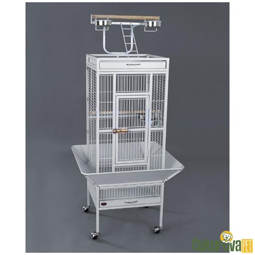 Dayang Ayaklı Papağan Kafesi Beyaz - 45.7 x 45.7 x 156 Cm