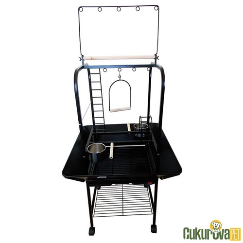 Dayang Ayaklı Papağan Eğitim Sehbası Siyah - 45 x 42 x 140 Cm