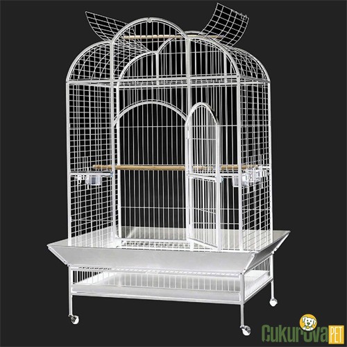 Dayang Ayaklı Papağan Kafesi Beyaz - 132 x 102 x 186 Cm