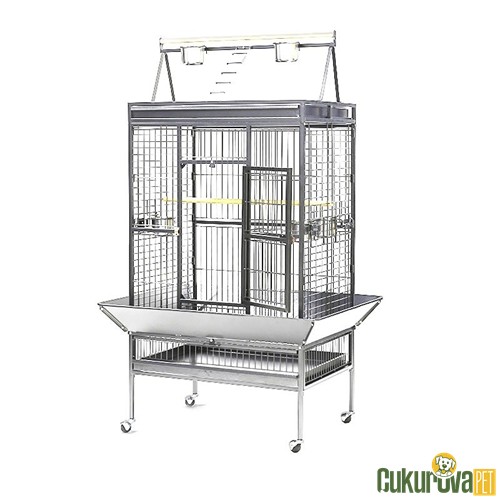 Dayang Ayaklı Papağan Kafesi Beyaz - 102.5 x 80 x 172 Cm