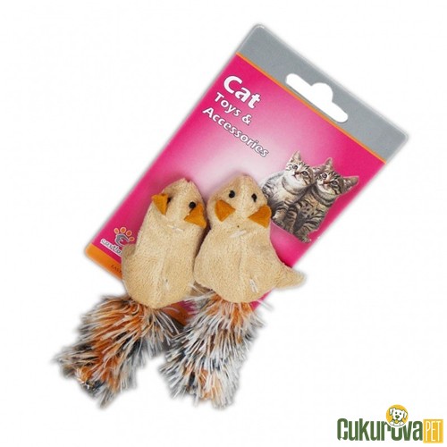 Eastland Kedi Otlu Hışır Peluş Sincap İkili Kedi Oyuncağı 5 Cm