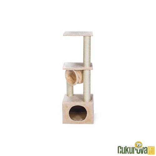 Karlie Tırmalama Tahtalı Kedi Evi Bej - 35 x 35 x 103 Cm