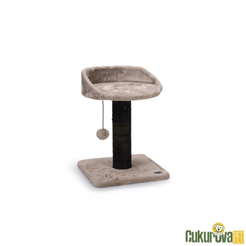 Karlie Peluş Top Oyuncaklı Tırmalama Tahtalı Kedi Yatağı Gri 35 x 35 x 50 Cm