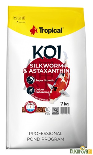 Tropical Koi Silkworm & Astaxanthin Pellet Size L Havuz Yemi 7 Kg