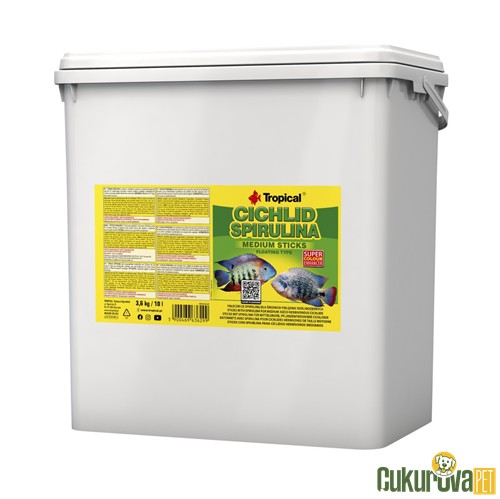 Tropical Cichlid Spirulina Medium Sticks Yem 10 L - 3.6 Kg