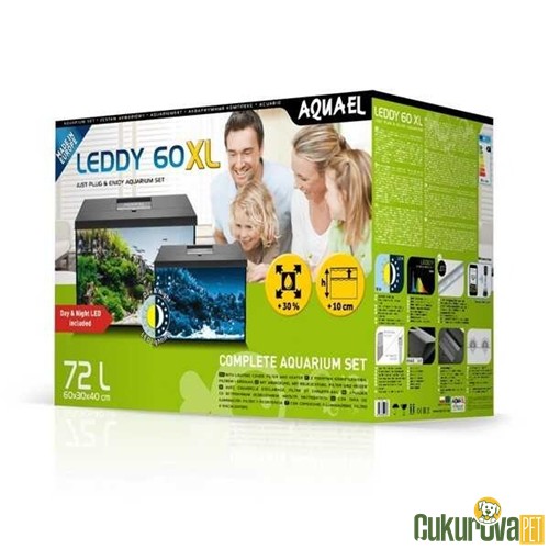 Aquael Leddy Akvaryum Seti D&N 60 XL Siyah - 72 L