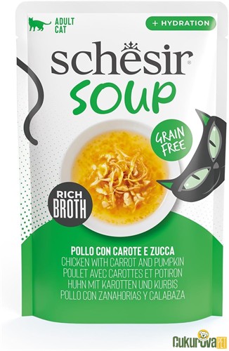 Schesir Soup Broth Tavuklu ve Balkabaklı Kedi Çorbası 40 Gr
