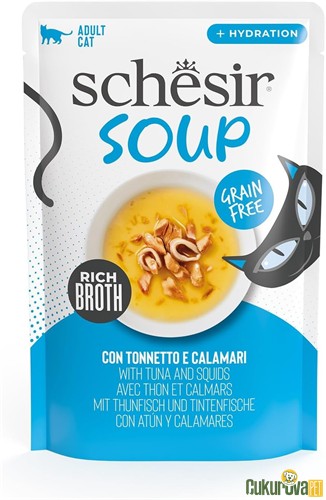 Schesir Soup Broth Ton Balıklı ve Kalamarlı Kedi Çorbası 40 Gr