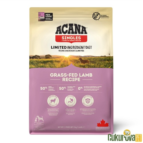 Acana Singles Grass-Fed Lamb Recipe Tüm Yaşam Evreleri İçin Köpek Maması 2 Kg