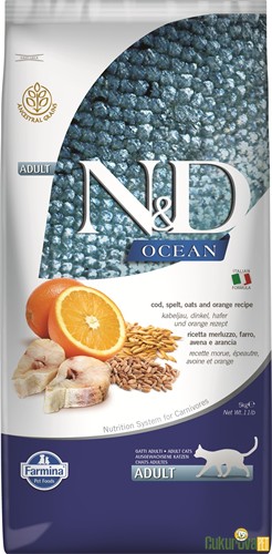 N&D Ocean Adult Morina Balıklı Ve Portakallı Yetişkin Kedi Maması 5 Kg