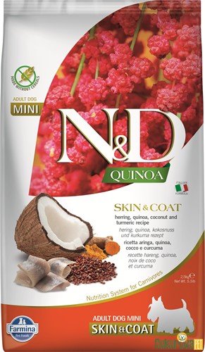 N&D Quinoa Skin&Coat Ringa Balıklı Ve Hindistancevizli Yetişkin Köpek Maması 2.5 Kg