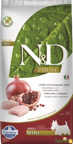N&D Prime Adult Mini Tavuklu Ve Narlı Yetişkin Köpek Maması 7 Kg