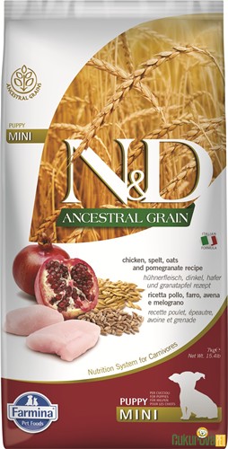 N&D Ancestral Grain Puppy Mini Tavuklu Ve Narlı Yavru Köpek Maması 7 Kg