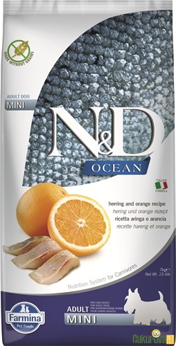 N&D Ocean Adult Mini Ringa Balıklı Ve Portakallı Yetişkin Köpek Maması 7 Kg