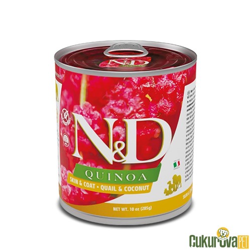 N&D Quinoa Skin&Coat Bıldırcınlı Ve Hindistancevizli Yetişkin Köpek Yaş Maması 285 Gr