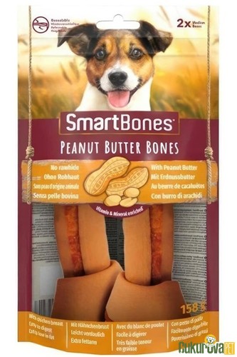 SmartBones Yer Fıstıklı Köpek Ödül Kemiği 2'Li - 158 Gr