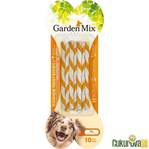 Garden Mix Tavuklu Burgu Çubuk Deri Kemik Köpek Ödülü 70gr (10'lu)