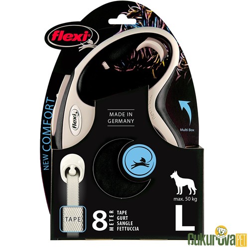 Flexi New Comfort Şerit Otomatik Köpek Gezdirme Kayışı Gri - Siyah / L - 8 M
