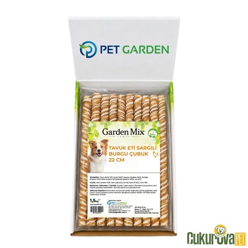 Gardenmix Tavuk Eti Sargılı Burgu Köpek Ödül Kemiği 22 Cm - 1.5 Kg