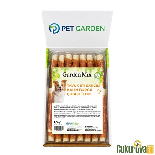 Gardenmix Tavuk Eti Sargılı Kalın Burgu Köpek Ödül Kemiği 11 Cm - 1.5 Kg