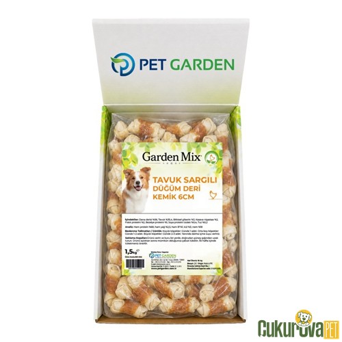 Gardenmix Tavuk Eti Sargılı Düğüm Deri Köpek Ödül Kemiği 6 Cm - 1.5 Kg