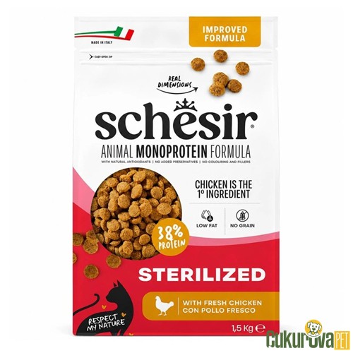 Schesir Monoprotein Sterilized Tavuklu Kısırlaştırılmış Kedi Maması 1.5 Kg
