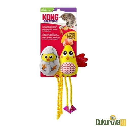 Kong Scrattles Tavuk Catnipli Hışırtılı Peluş Kedi Oyuncağı 10.8 x 5.1 x 21.6 Cm - 2 Adet