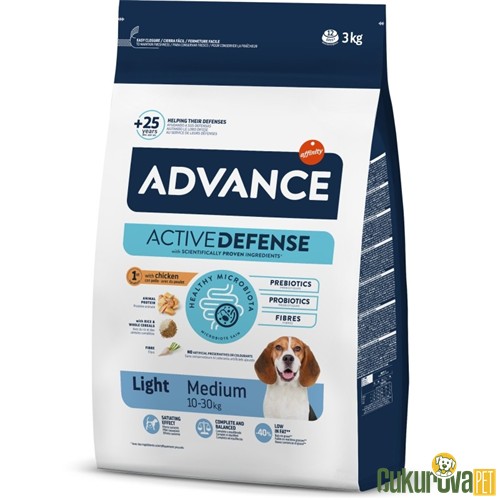 ADVANCE MEDIUM LIGHT TAVUKLU ORTA IRK DİYET KÖPEK MAMASI 3 KG