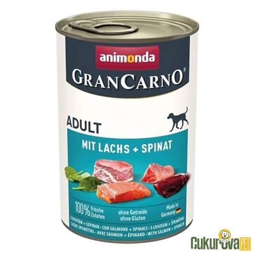 ANIMONDA GRAN CARNO SOMONLU VE ISPANAKLI YETİŞKİN KÖPEK KONSERVESİ 400 GR