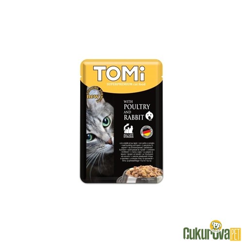TOMI POUCH KÜMES HAYVANLI VE TAVŞANLI YETİŞKİN KEDİ YAŞ MAMASI 100 GR