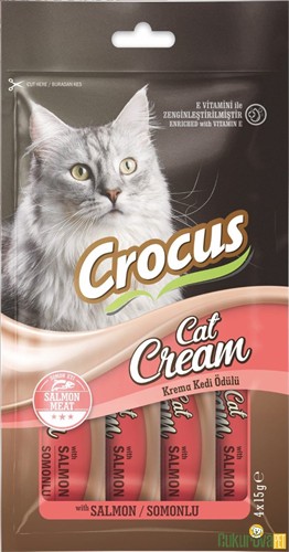CROCUS SOMONLU KREMA EK BESİN TAKVİYESİ KEDİ ÖDÜLÜ 4 x 15 GR