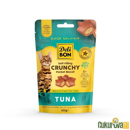 DELİBON CRUNCHY İÇİ DOLGULU BİSKÜVİ TUNALI KEDİ ÖDÜLÜ 60 GR 