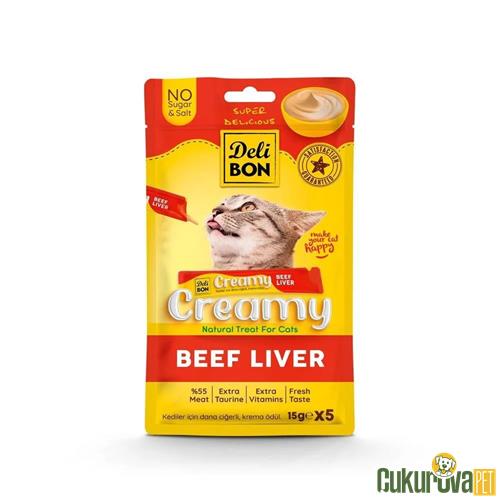 DELİBON CREAMY DANA CİĞERLİ SIVI KEDİ ÖDÜL MAMASI 5 x 15 GR