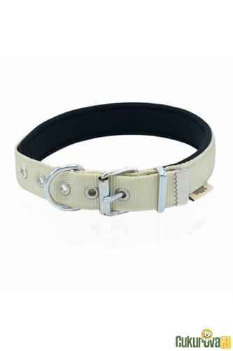 DOGGIE KONFORLU DOKUMADAN EL YAPIMI KÖPEK BOYUN TASMASI M - 2.5 x 37 - 45 CM - HAKİ