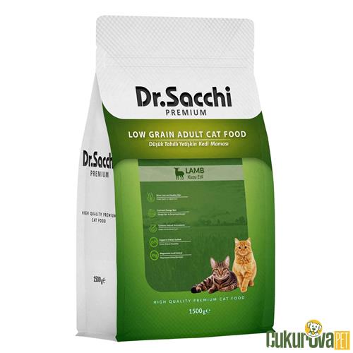 DR. SACCHI PREMIUM KUZU ETLİ DÜŞÜK TAHILLI YETİŞKİN KEDİ MAMASI 1.5 KG