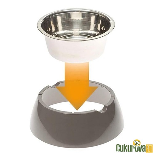 Ferplast Kedi̇ & Köpek Mama Ve Su Kabı Jolie Çeli̇k L - Gri̇