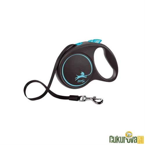 FLEXI BLACK DESING 5 M OTOMATİK ŞERİT KÖPEK GEZDİRME KAYIŞI L MAVİ